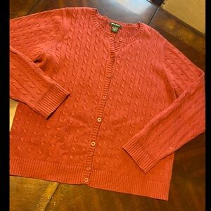 Eddie Bauer Women's Red Cable Knit Cardigan